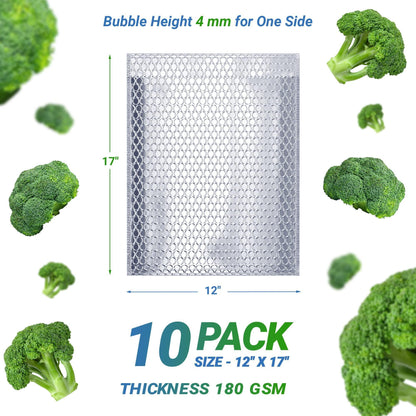 Pack of 10 Silver Thermal Insulated Bubble Mailers 12x17 Food Grade