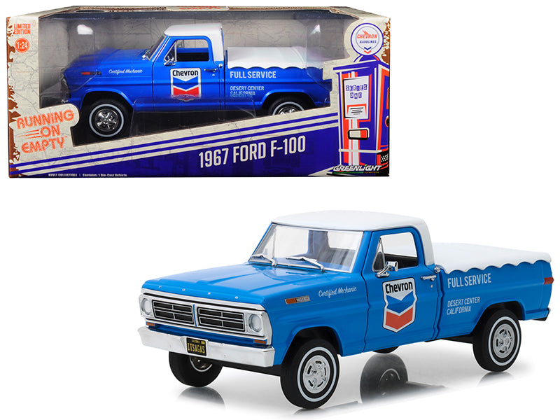 1967 Ford F-100 with Bed Cover \Chevron Full Service\" Blue with White