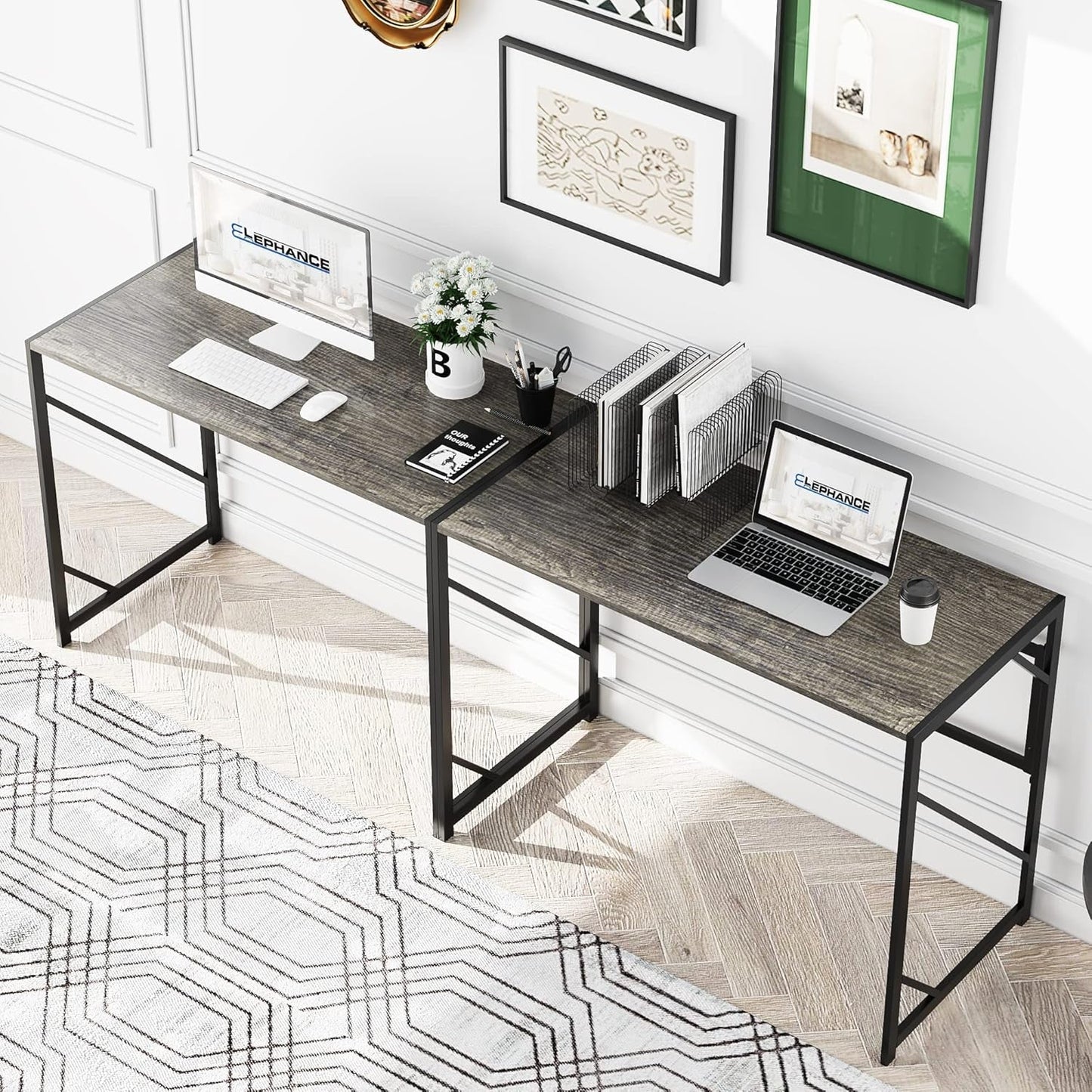 Folding Desk Writing Computer Desk for Home Office, No-Assembly Study