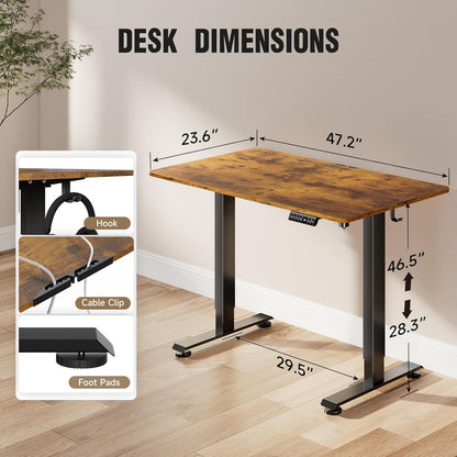 47.2 Inch Electric Standing Desk, Height Adjustable Sit Stand Up,
