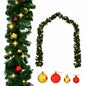 Christmas Garland with Baubles and LED Lights Green 16.4' PVC