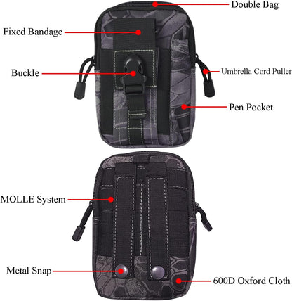 Tactical MOLLE Military Pouch Waist Bag for Hiking, Running and Outdoo