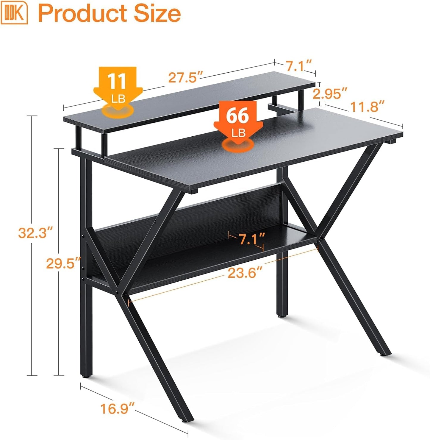 Small Computer Desk, 27.5 Inch, Compact Tiny Study Desk with Storage