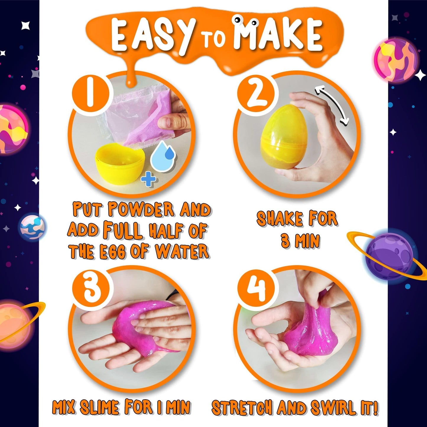 Galaxy & Glow In The Dark Slime Kit For Boys And Girls Make 25 Oz Of