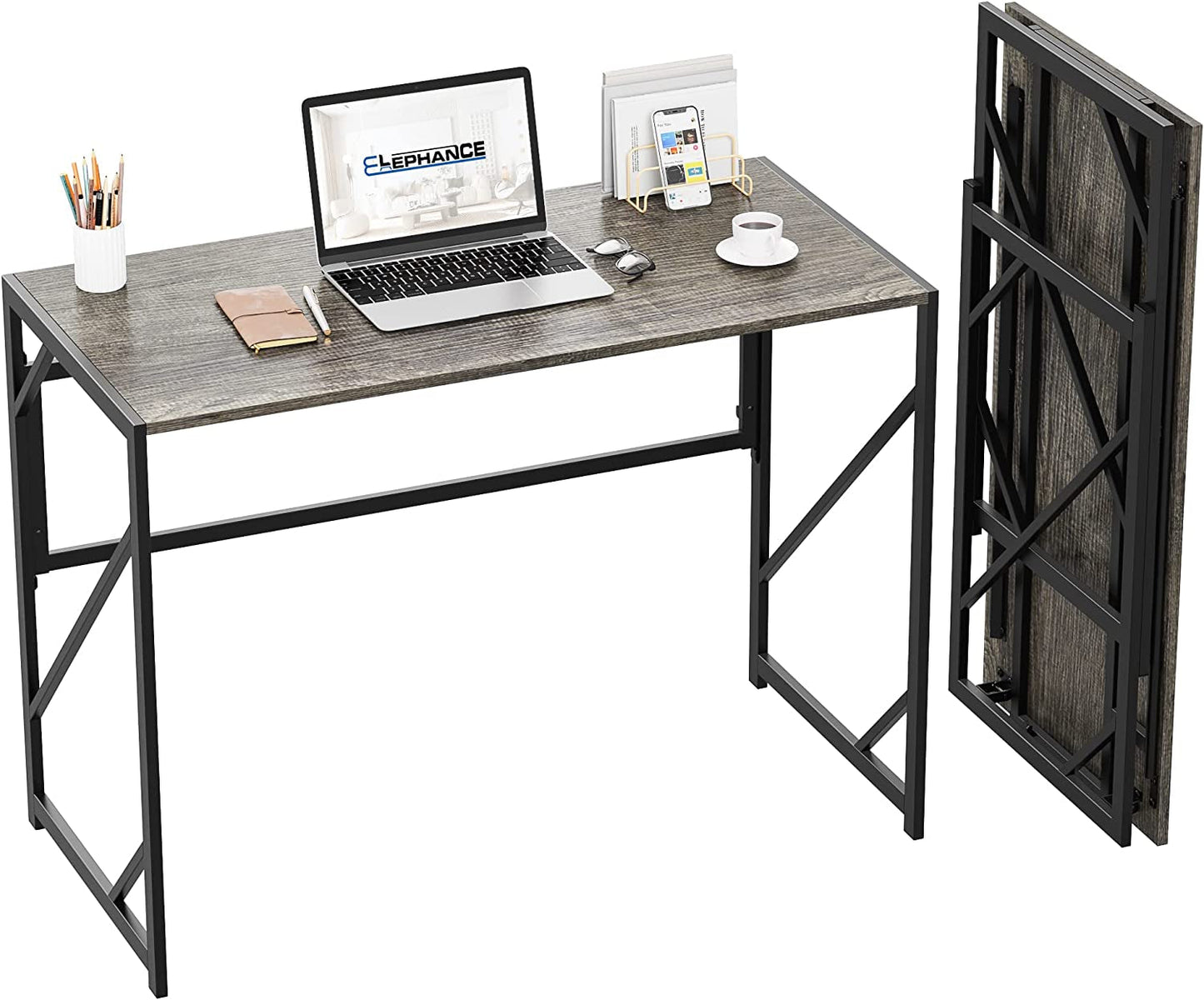 Folding Desk Writing Computer Desk for Home Office, No-Assembly Study