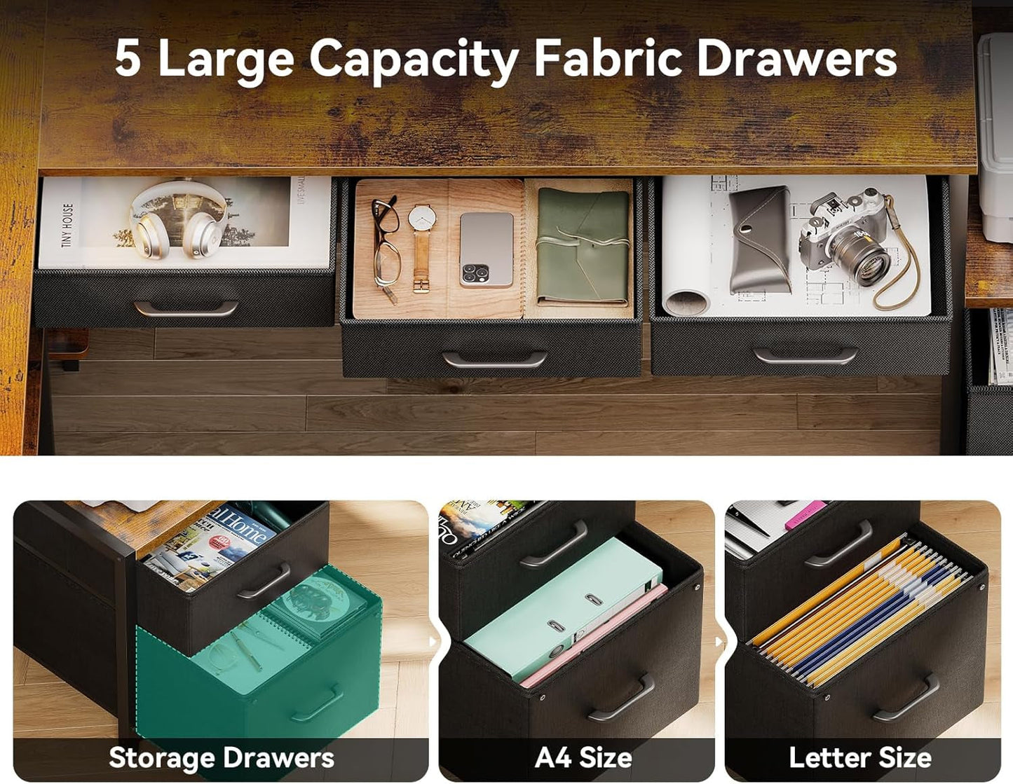 79 Inch L Shaped Desk with File Drawers, Reversible L Shaped Gaming