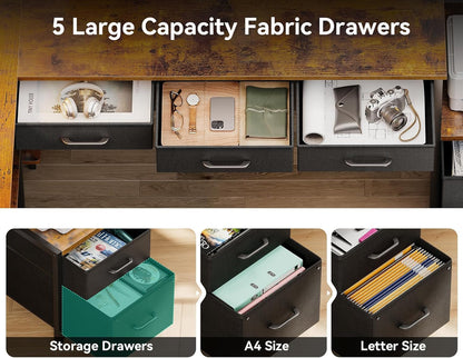79 Inch L Shaped Desk with File Drawers, Reversible L Shaped Gaming