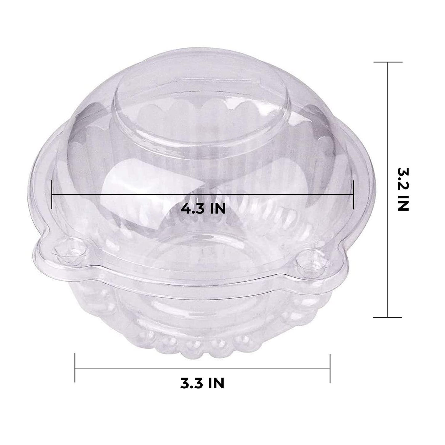 Individual Cupcake Boxes 100Pcs Plastic Container with Lid | Dessert