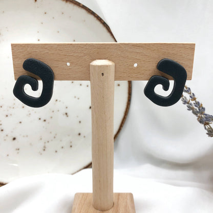 Artisan Made Black Polymer Clay Earrings - Nickel Free