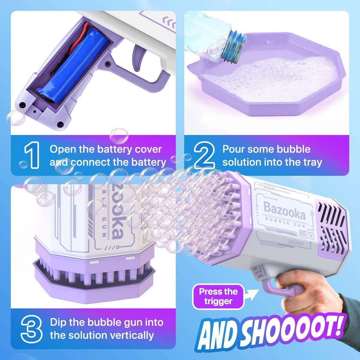 Bubble Machine Blaster   Purple Bubble Gun for Kids Adults Automatic