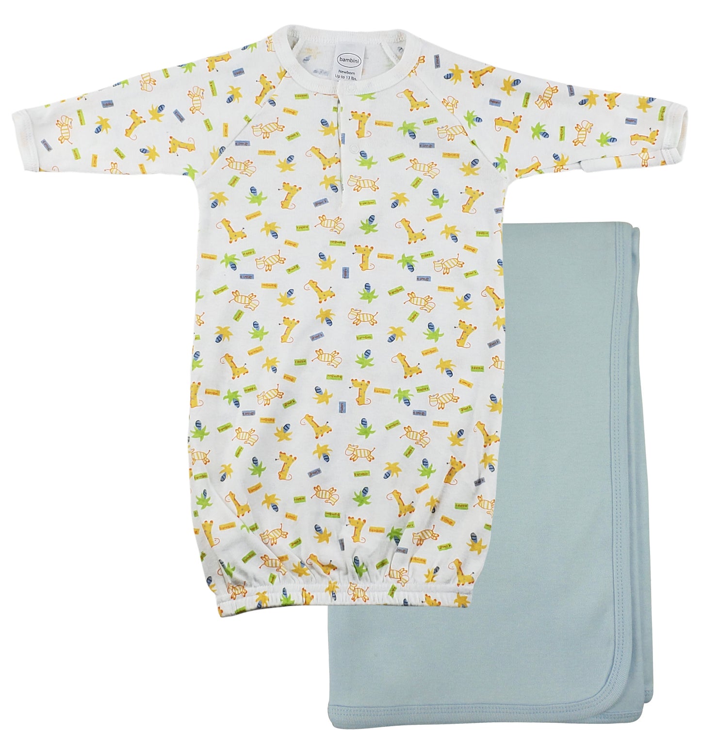 Bambini Print Infant Gown and Recieving Blanket