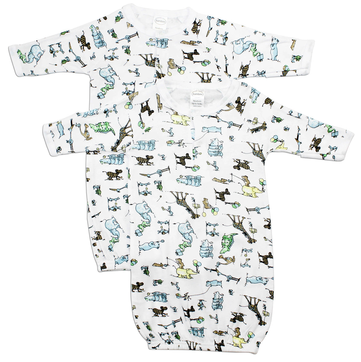Bambini Boys Print Infant Gowns - 2 Pack