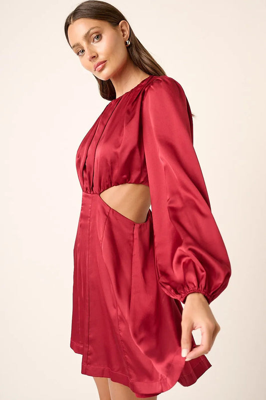Mittoshop Satin Side Cutout Detail Mini Dress