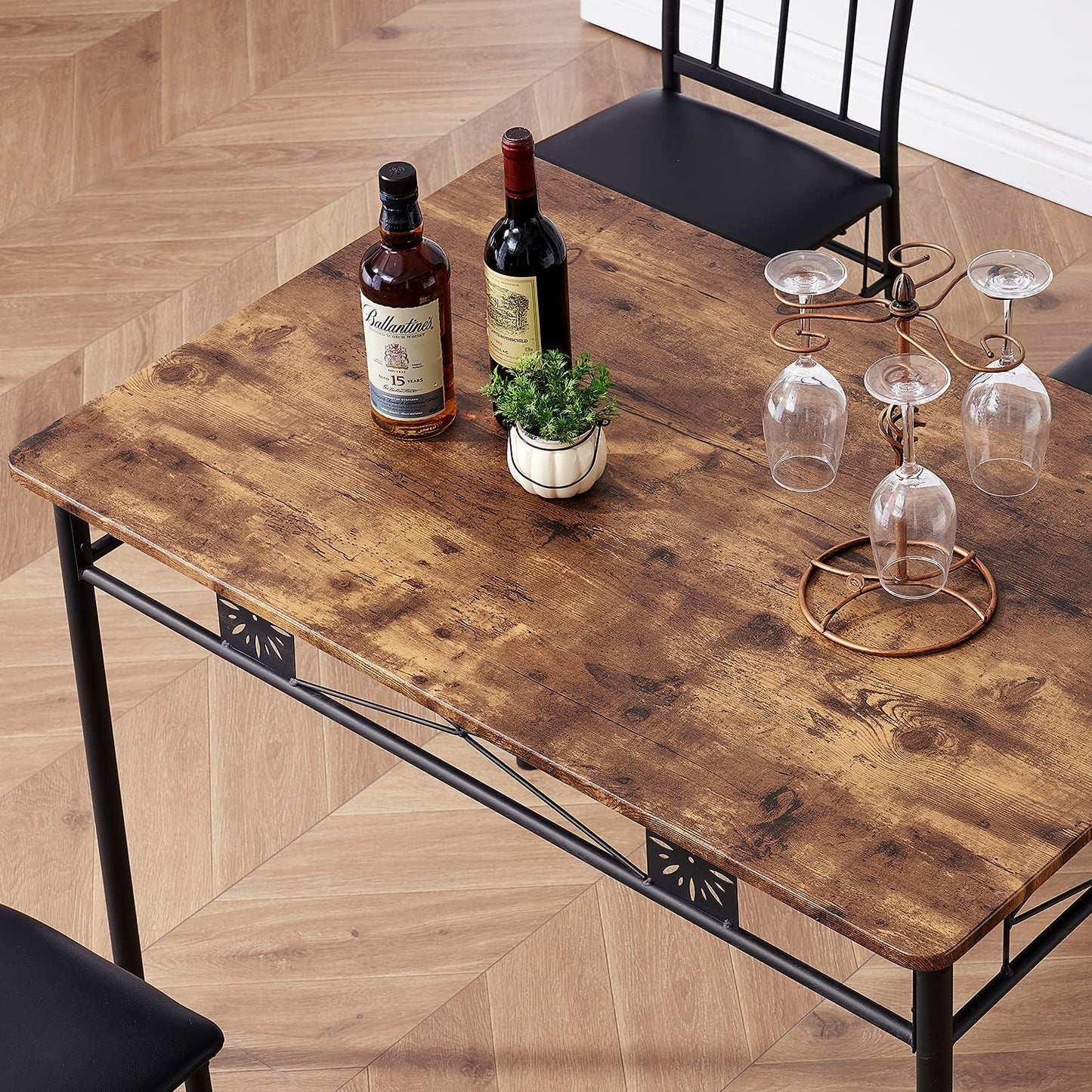 Kitchen Dining Room Table Sets for 4, Retro-Brown