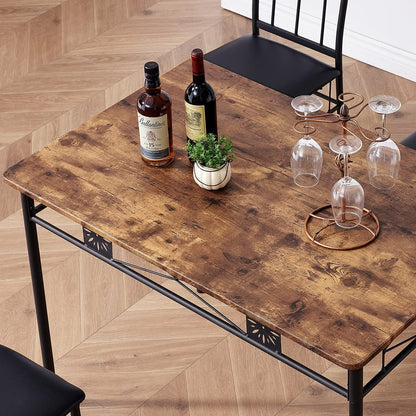 Kitchen Dining Room Table Sets for 4, Retro-Brown
