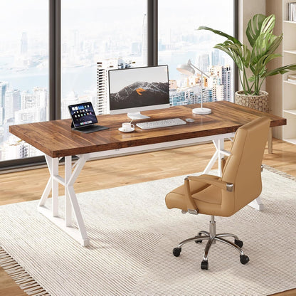 70.8-Inch Large Executive Desk, Modern Computer Office Desk, Wooden