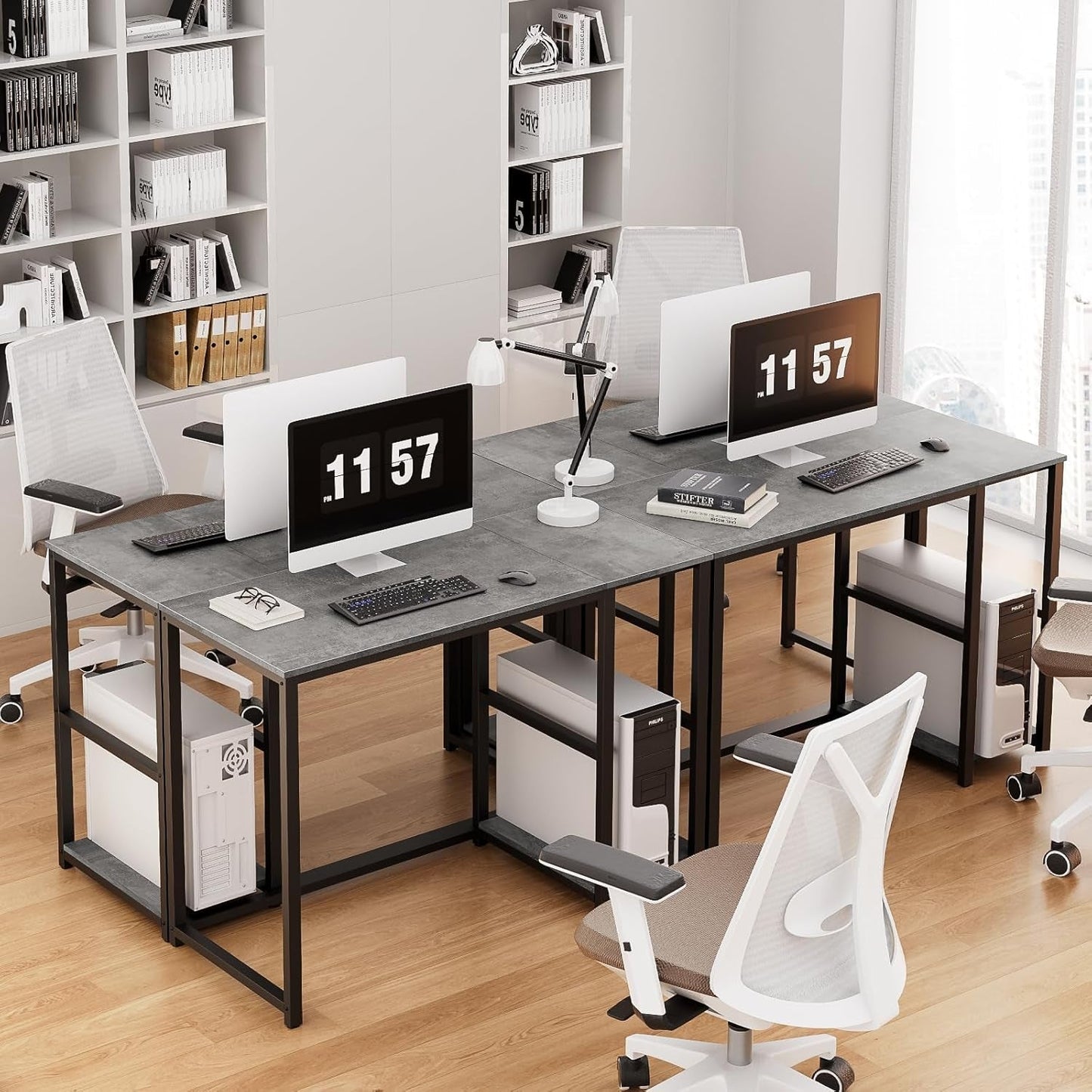 Computer Desk 40 Inches with 2-Tier Shelves Sturdy Home Office Desk