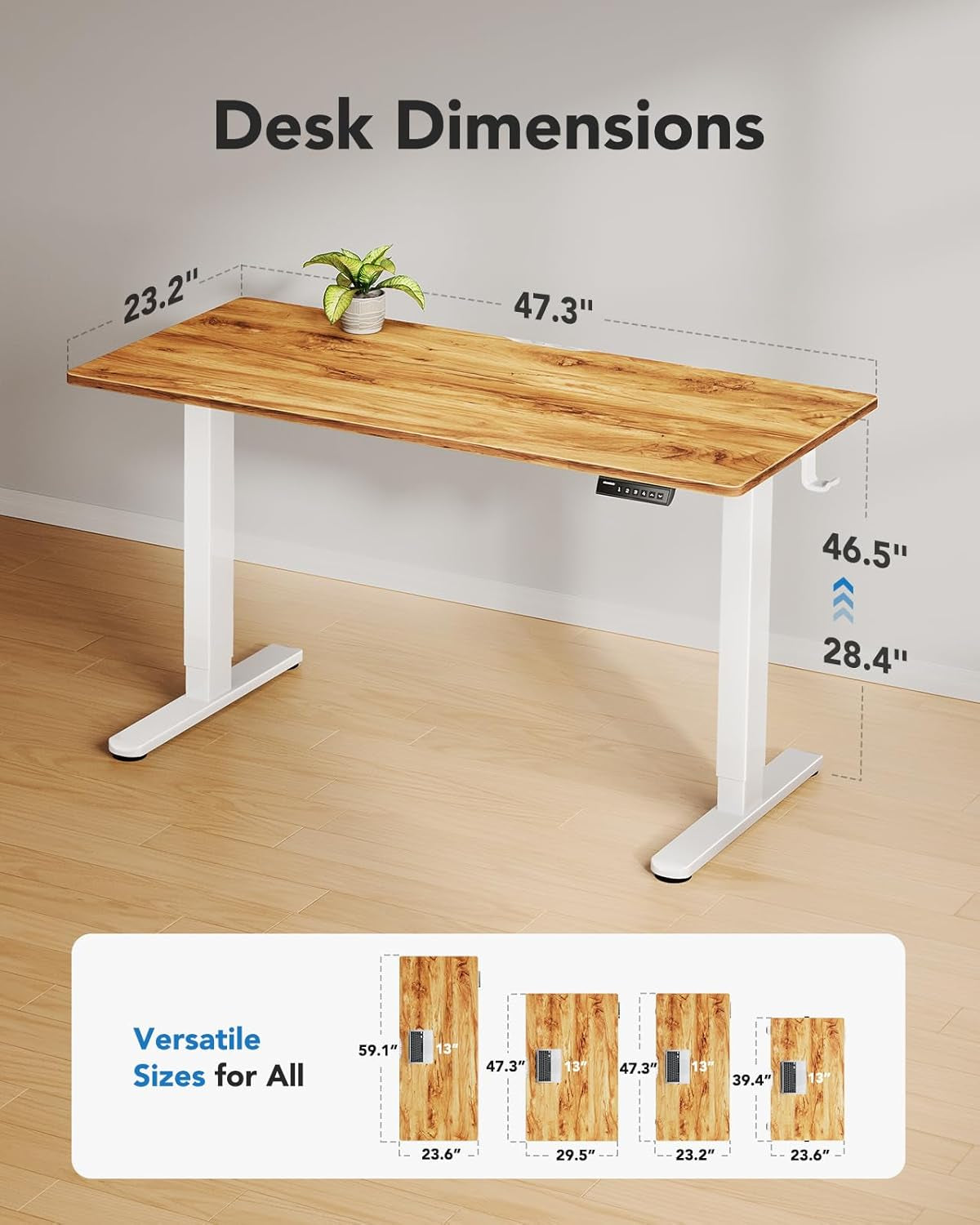 Electric Standing Desk, 48" X 24" Whole Piece Desktop, Adjustable