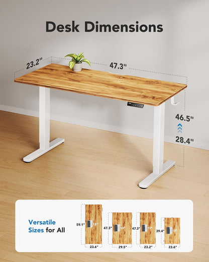 Electric Standing Desk, 48" X 24" Whole Piece Desktop, Adjustable