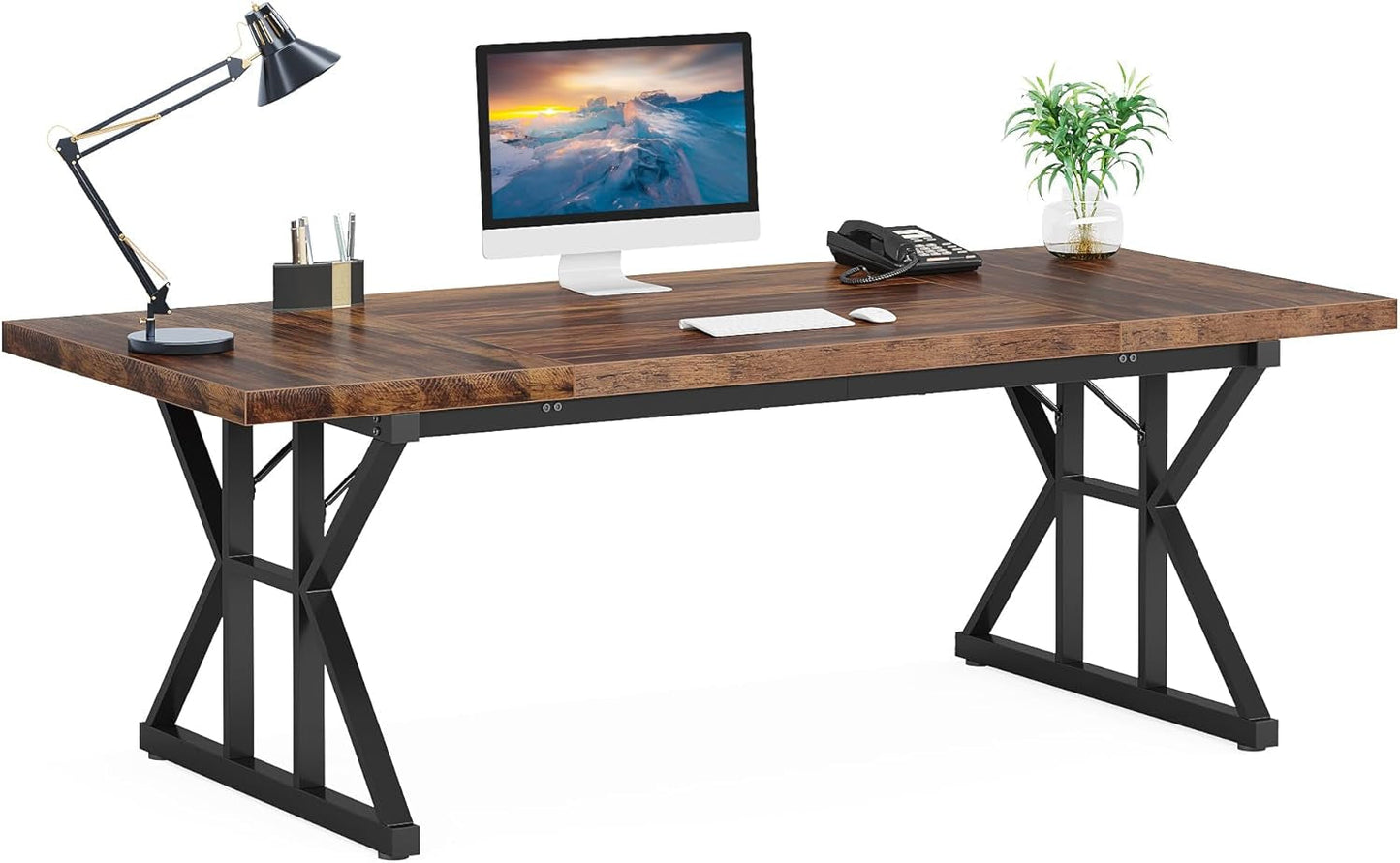 70.8-Inch Executive Desk, Large Computer Office Desk Workstation,