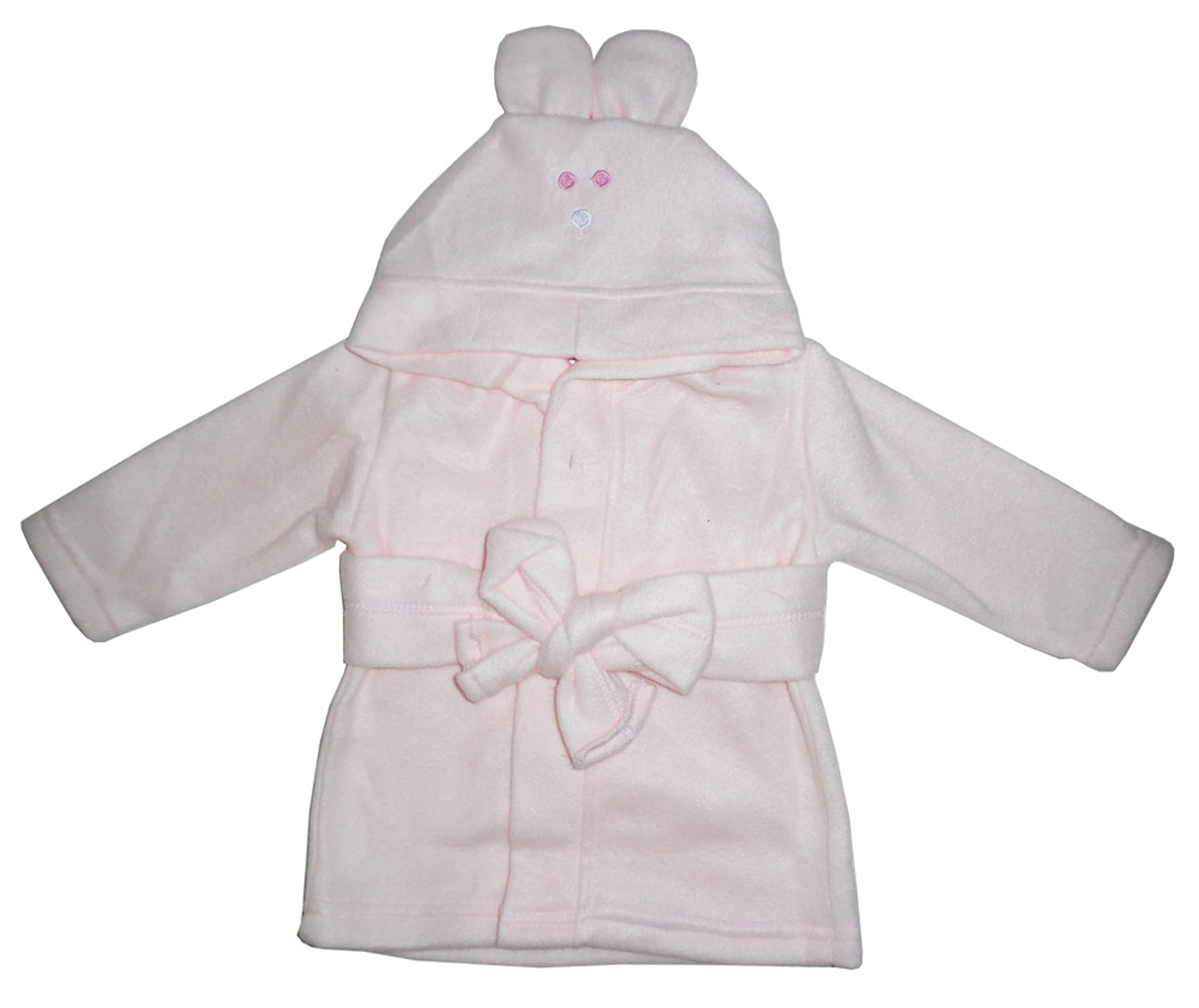 Bambini Fleece Robe With Hoodie Pink