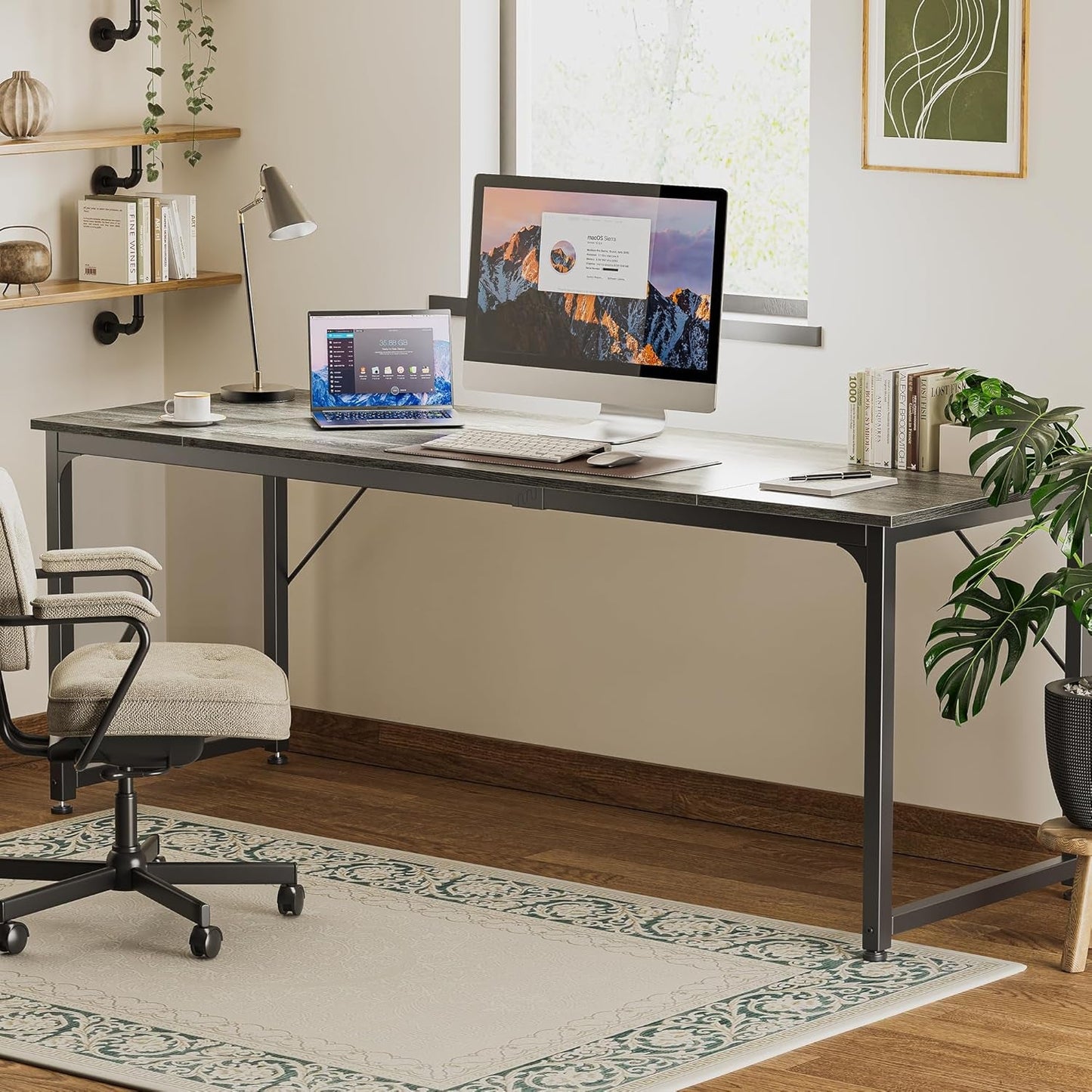 Computer Desk, 80 Inch Office Desk, Gaming Desk with Storage, Writing