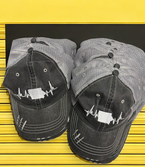 Sate of Iowa Heartbeat Embroidered Trucker