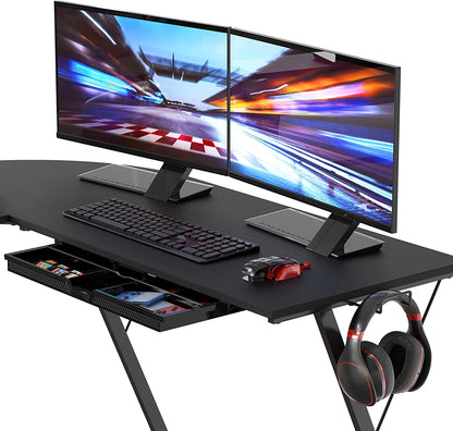 Vista L-Shape Desk with Monitor Stand, Black