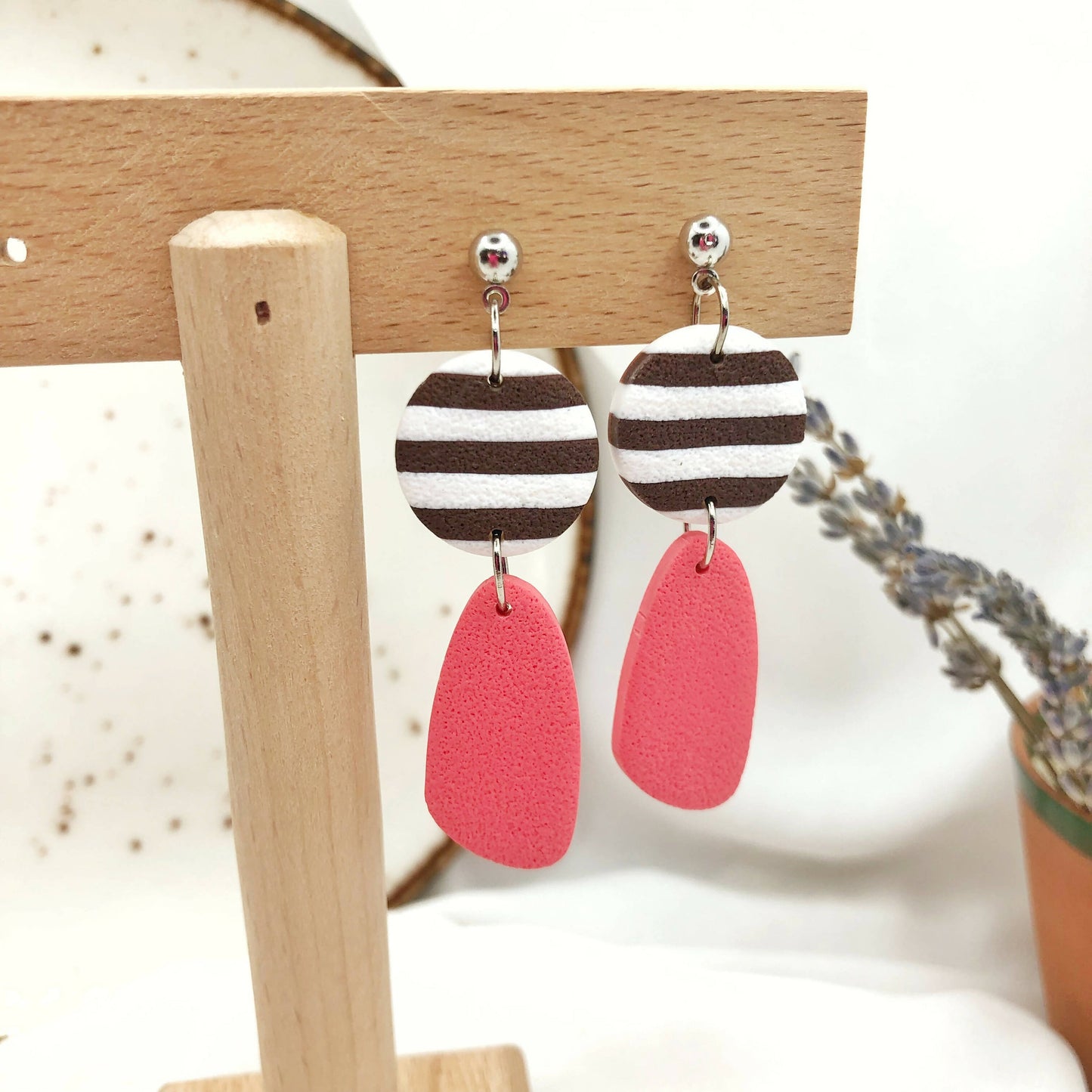 Women's Stylish Earrings, Hand Crafted Polymer Clay Earrings, Nickel