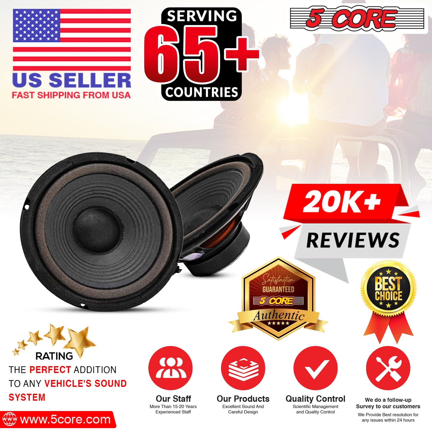 5Core 6.5 Inch Subwoofer speaker 300Watt Car Subwoofer 4Ohm