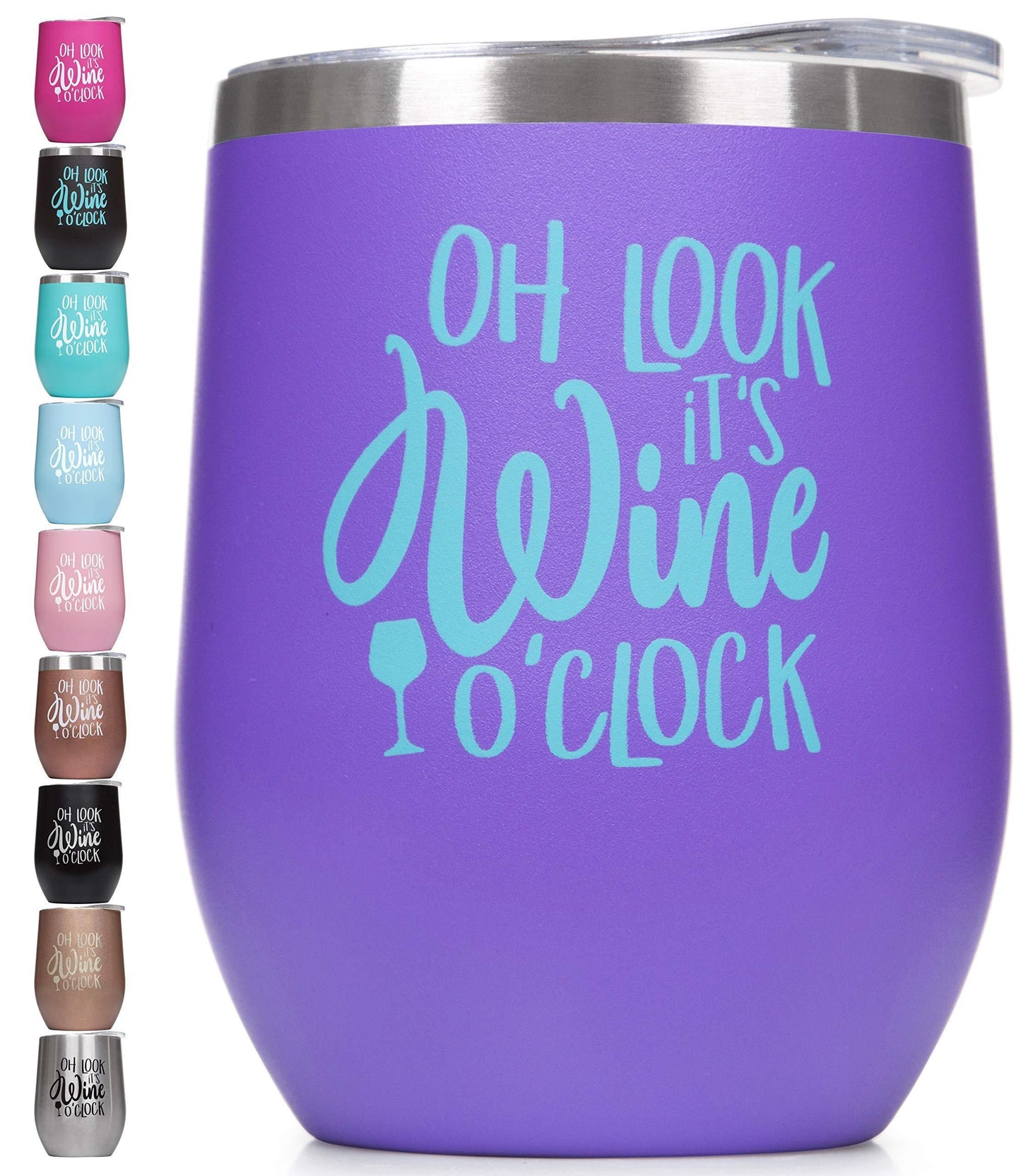 Premium Stainless Steel Wine Tumbler with Lid 12 oz Double Wall Vacuum