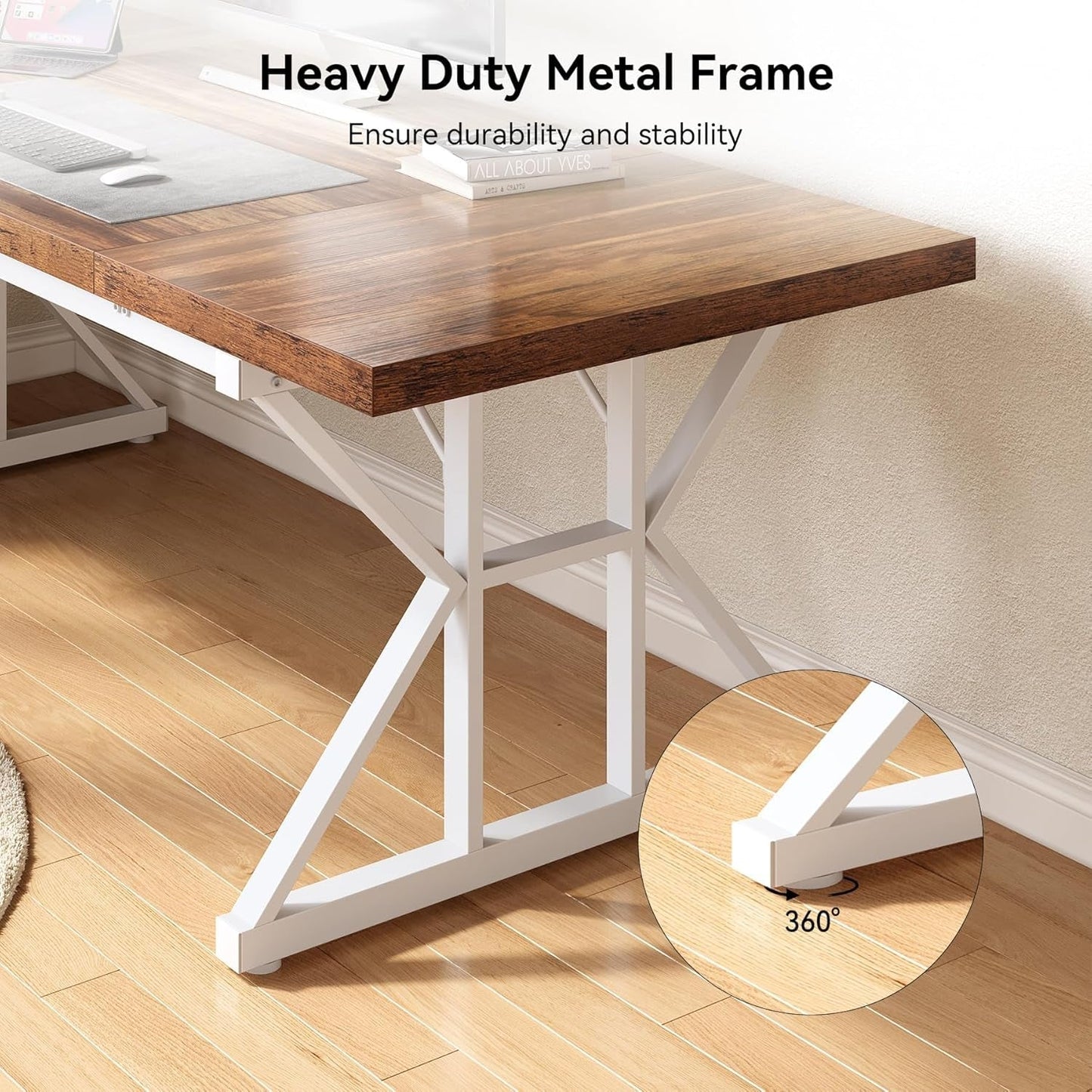 70.8-Inch Large Executive Desk, Modern Computer Office Desk, Wooden