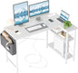 L Shaped Computer Desk with Power Outlets, 47 Inch Small Corner Desk