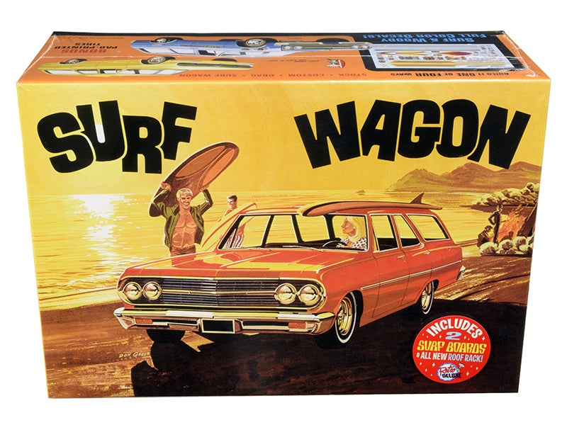 Skill 2 Model Kit 1965 Chevrolet Chevelle \Surf Wagon\" with Two Surf
