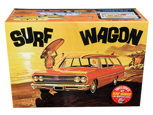 Skill 2 Model Kit 1965 Chevrolet Chevelle \Surf Wagon\" with Two Surf