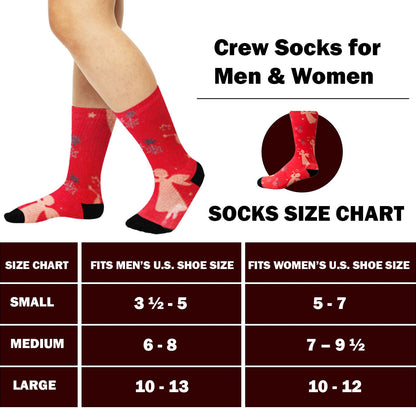 Christmas and Hanukkah Holiday Colorful CoolMax Crew Socks for Men &