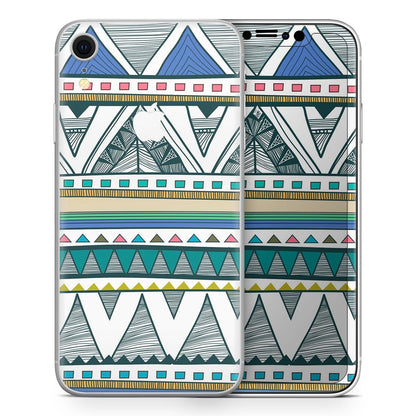 Abstract Blue and Green Triangle Aztec - Skin-Kit for the Apple iPhone