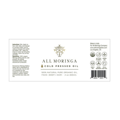 Moringa Oleifera Cold Press Seed Oil Premium 100% Organic