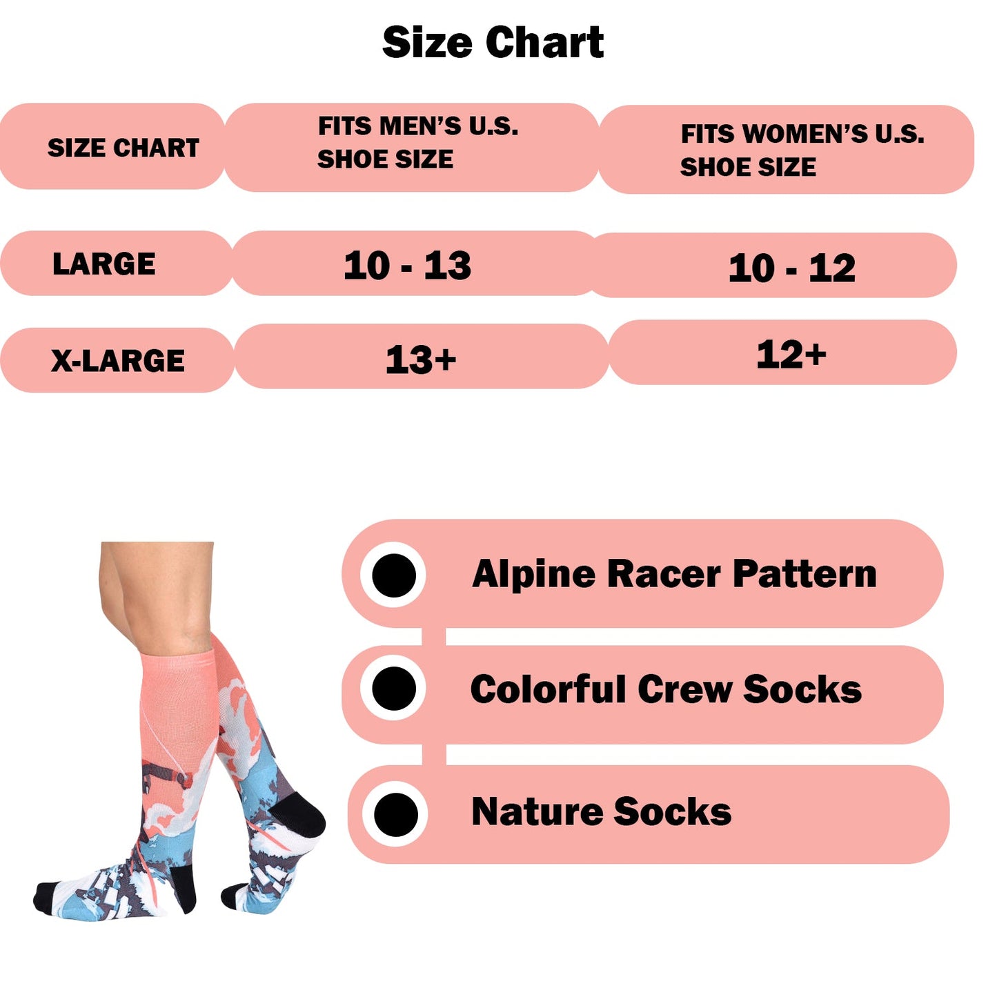 Sierra Socks Alpine Racer Pattern CoolMax Socks, Nature Collection for