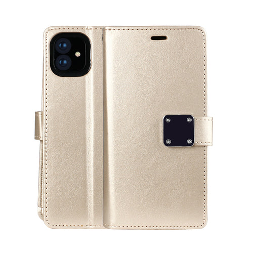 KIKO Multi Pockets Folio Leather Wallet Case with Strap for iPhone 13