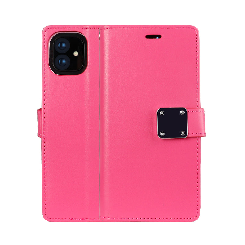 Multi Pockets Folio Flip Leather Wallet Case with Strap for iPhone 12