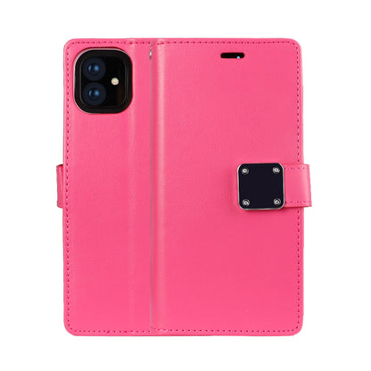 Multi Pockets Folio Flip Leather Wallet Case with Strap for iPhone 12