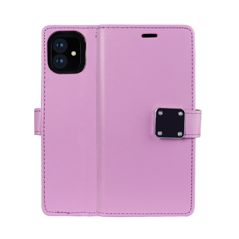 KIKO Multi Pockets Folio Leather Wallet Case with Strap for iPhone 13