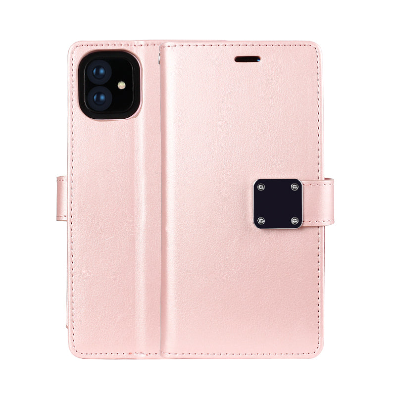 KIKO Multi Pockets Folio Leather Wallet Case with Strap for iPhone 13