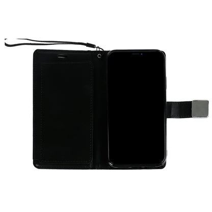 Multi Pockets Folio Flip Leather Wallet Case with Strap for iPhone 12
