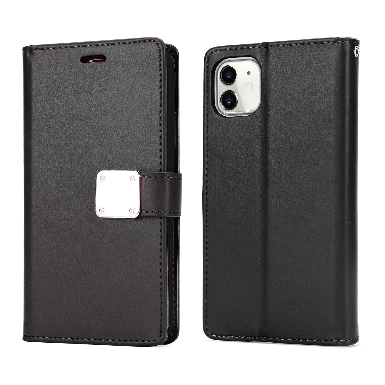 Multi Pockets Leather Wallet Case with Strap for iPhone 13 Pro Max
