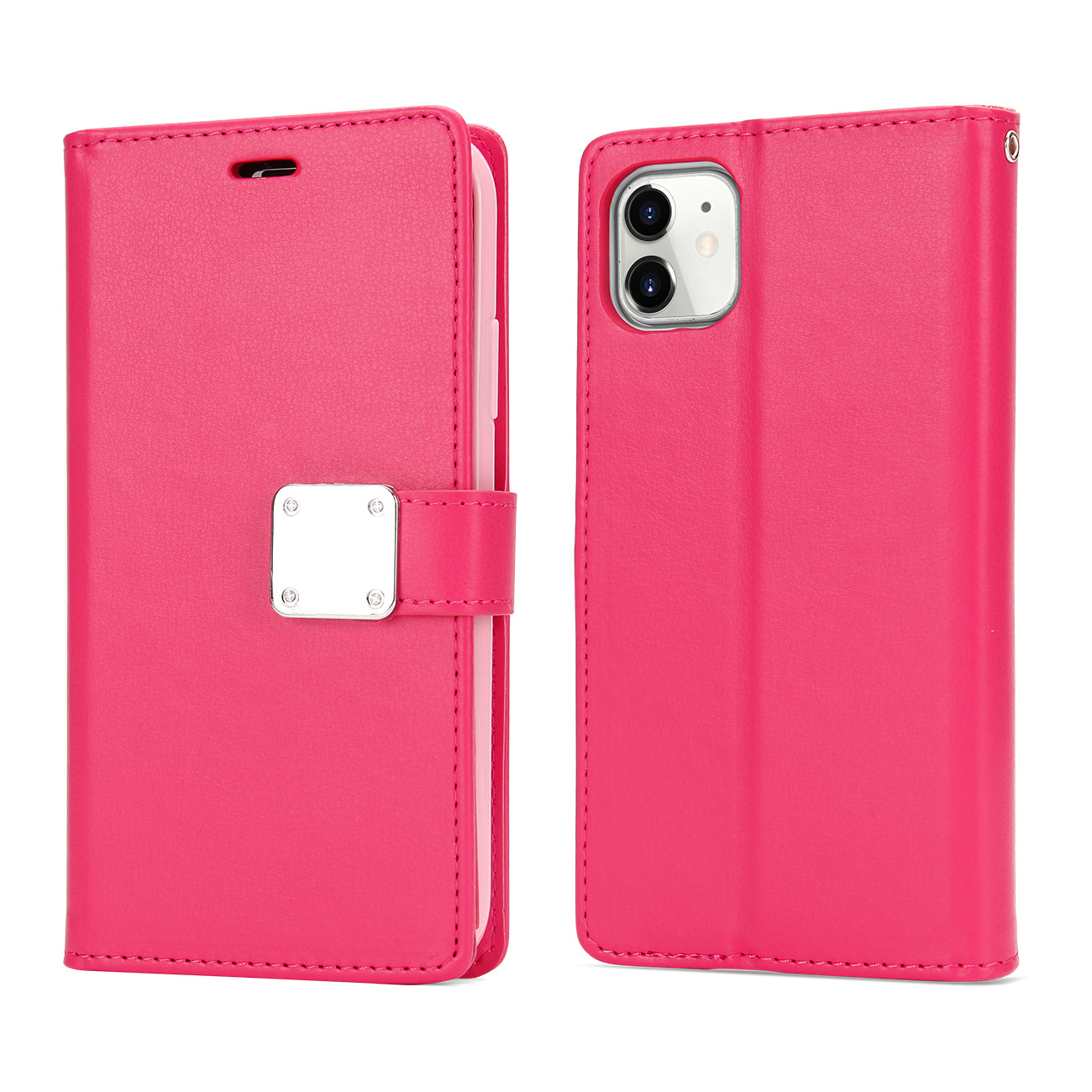 Multi Pockets Leather Wallet Case with Strap for iPhone 13 Pro Max