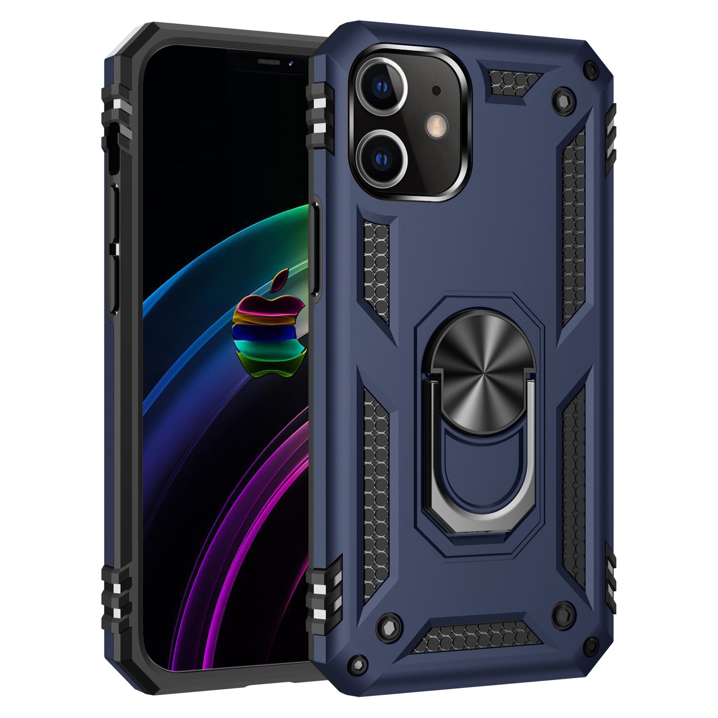 Tech Armor Ring Stand Grip Case with Metal Plate for iPhone 12 Mini
