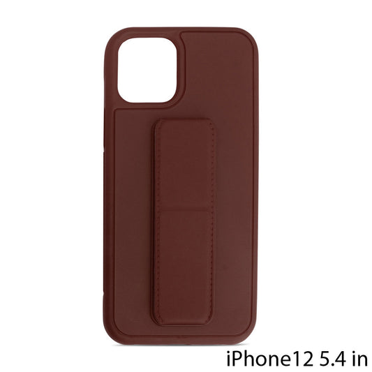 PU Leather Hand Grip Kickstand Case with Metal Plate for iPhone 12