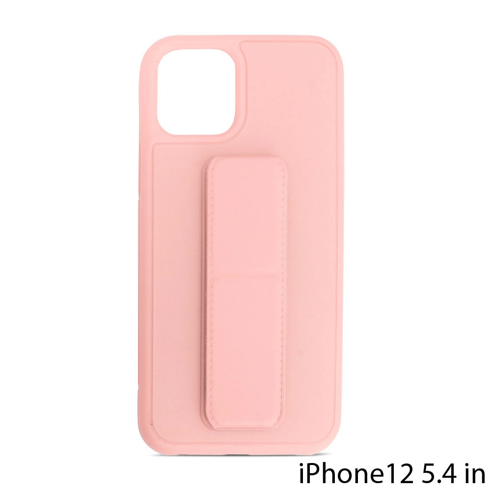 PU Leather Hand Grip Kickstand Case with Metal Plate for iPhone 12